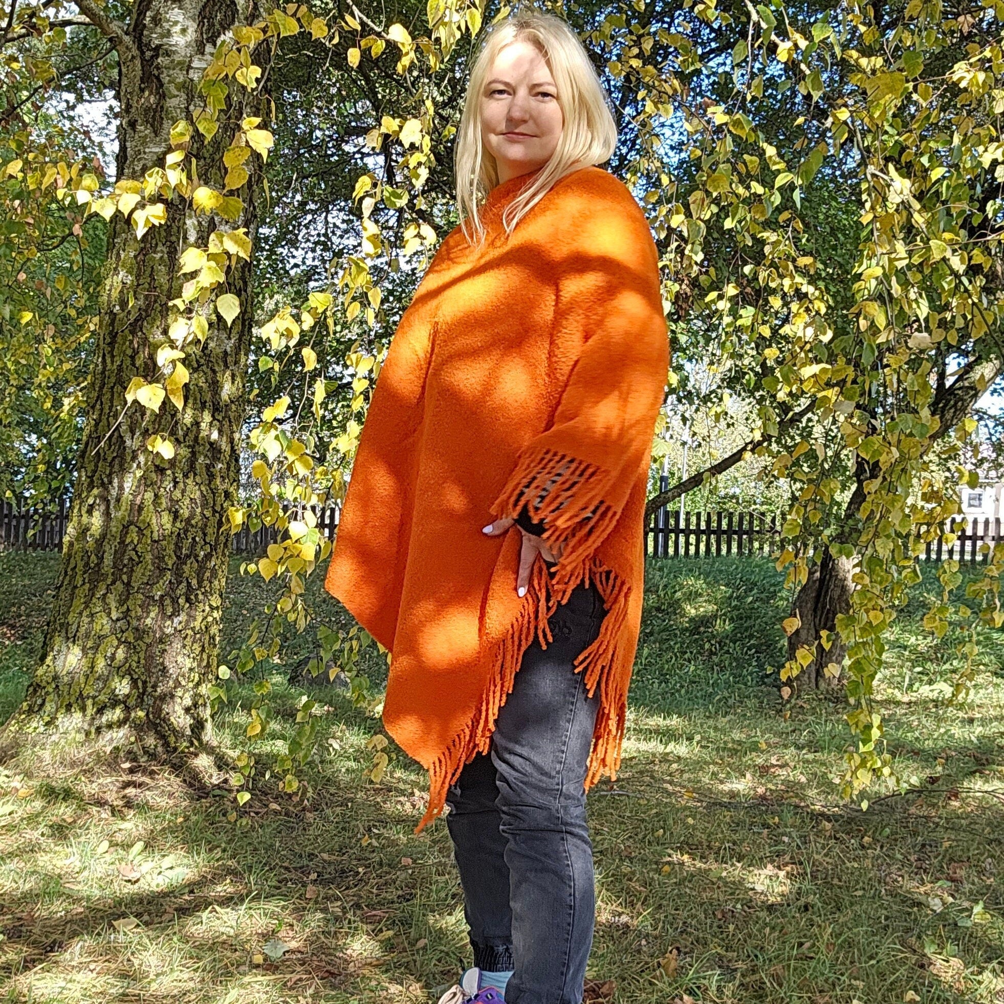orange wool cape