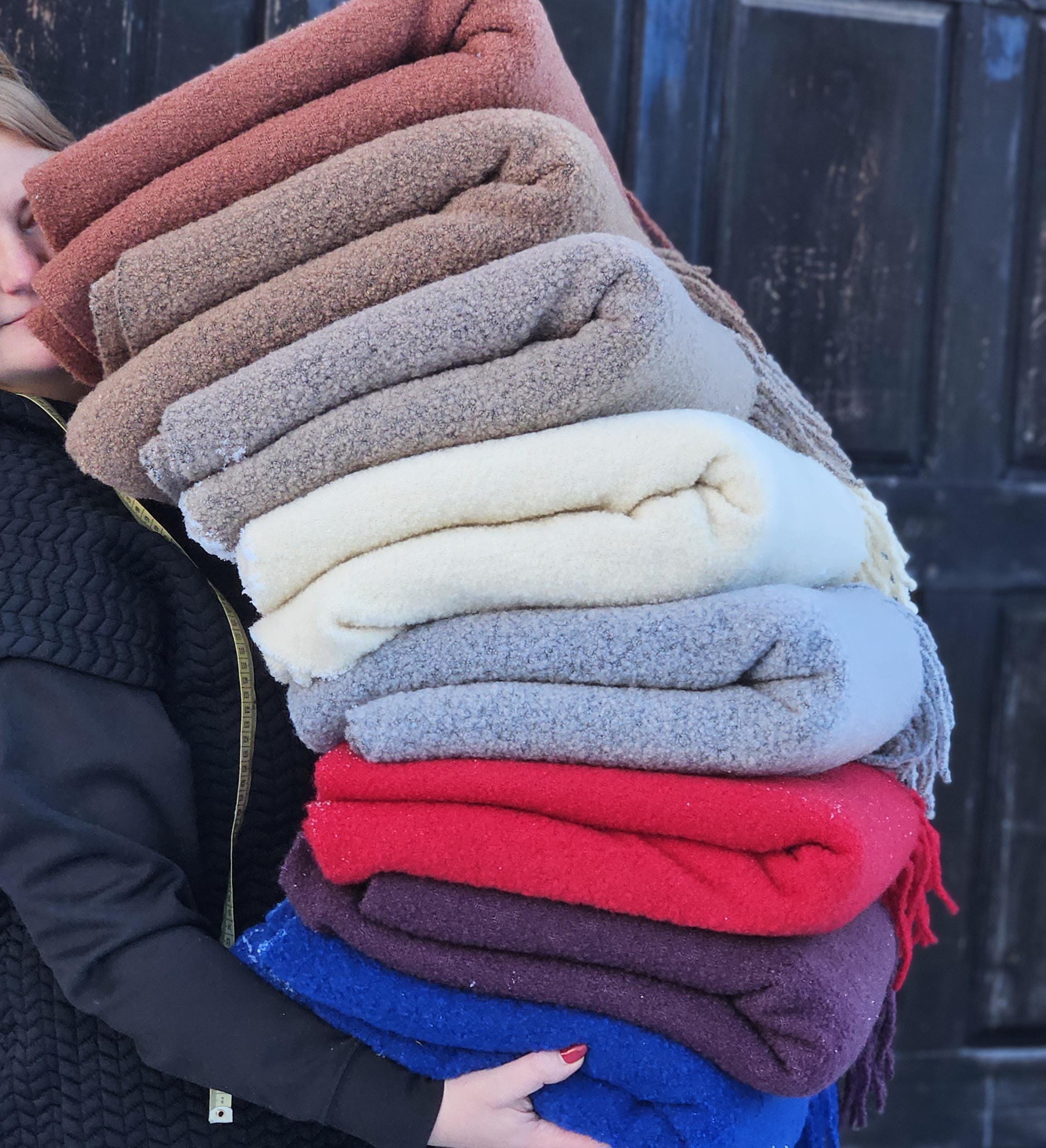 Teddy Wool Blanket – Natural Wool Plaid With Fringed Edge | Cozy Hygge Decor