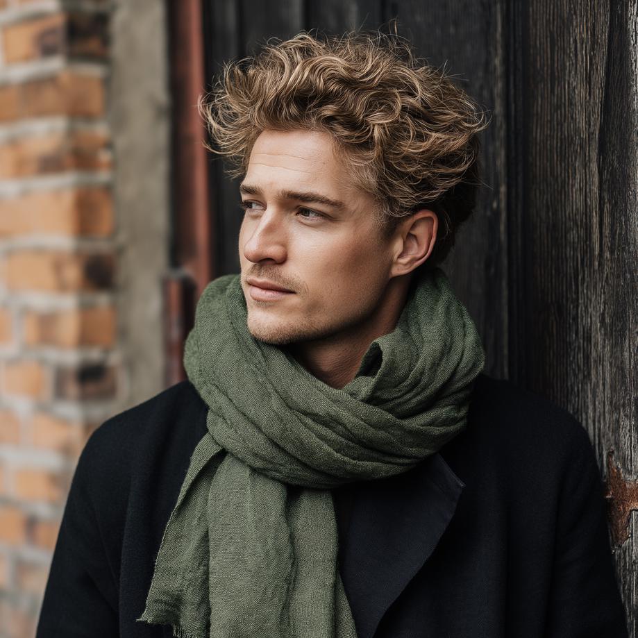 Linen Scarf Unisex – Washed Flax Stole, Soft Breathable Fabric, Large Sheer Gauze Wrap