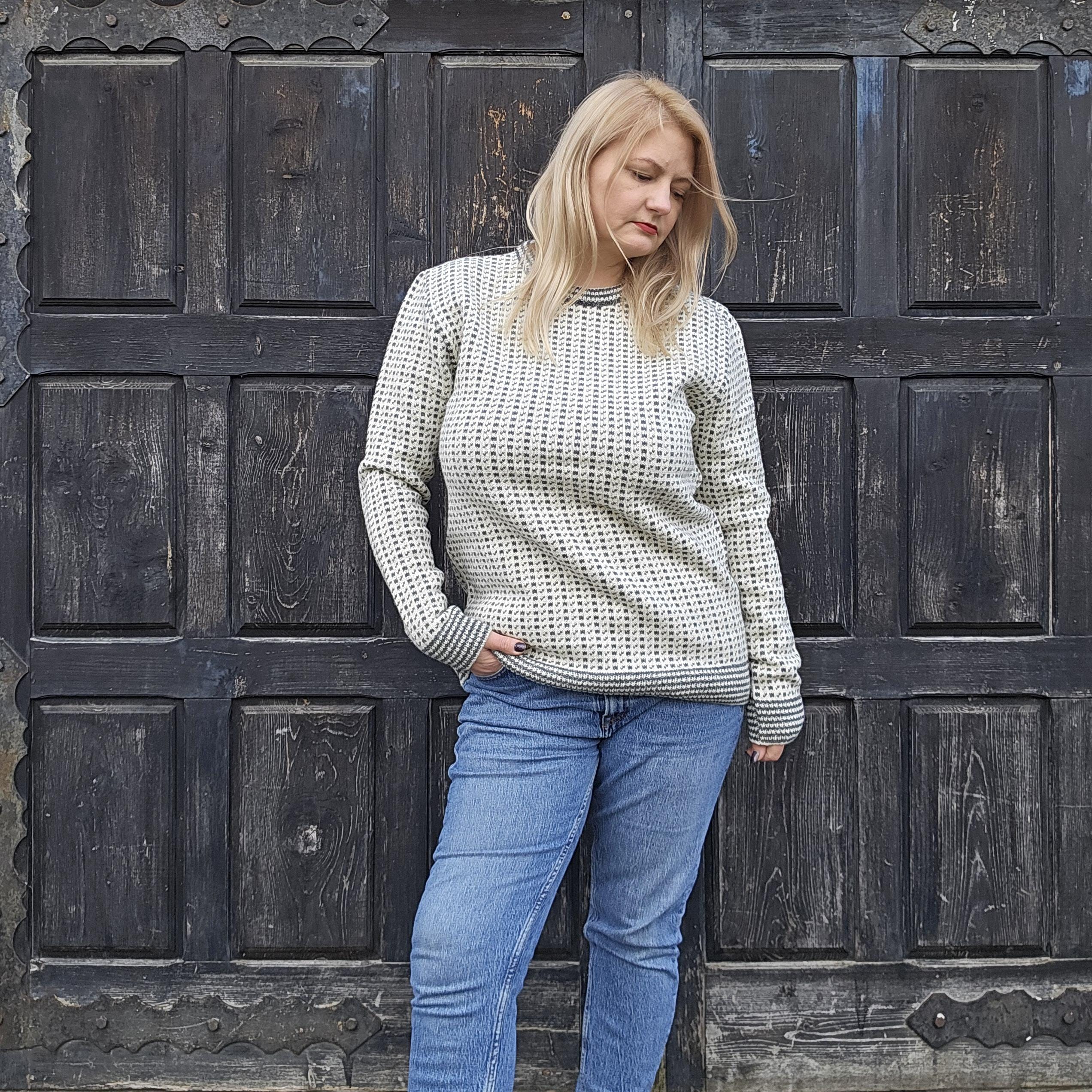 Fisherman Sweater Wool - Classic Scandinavian Knitwear Pullover With Ribbed Cuffs