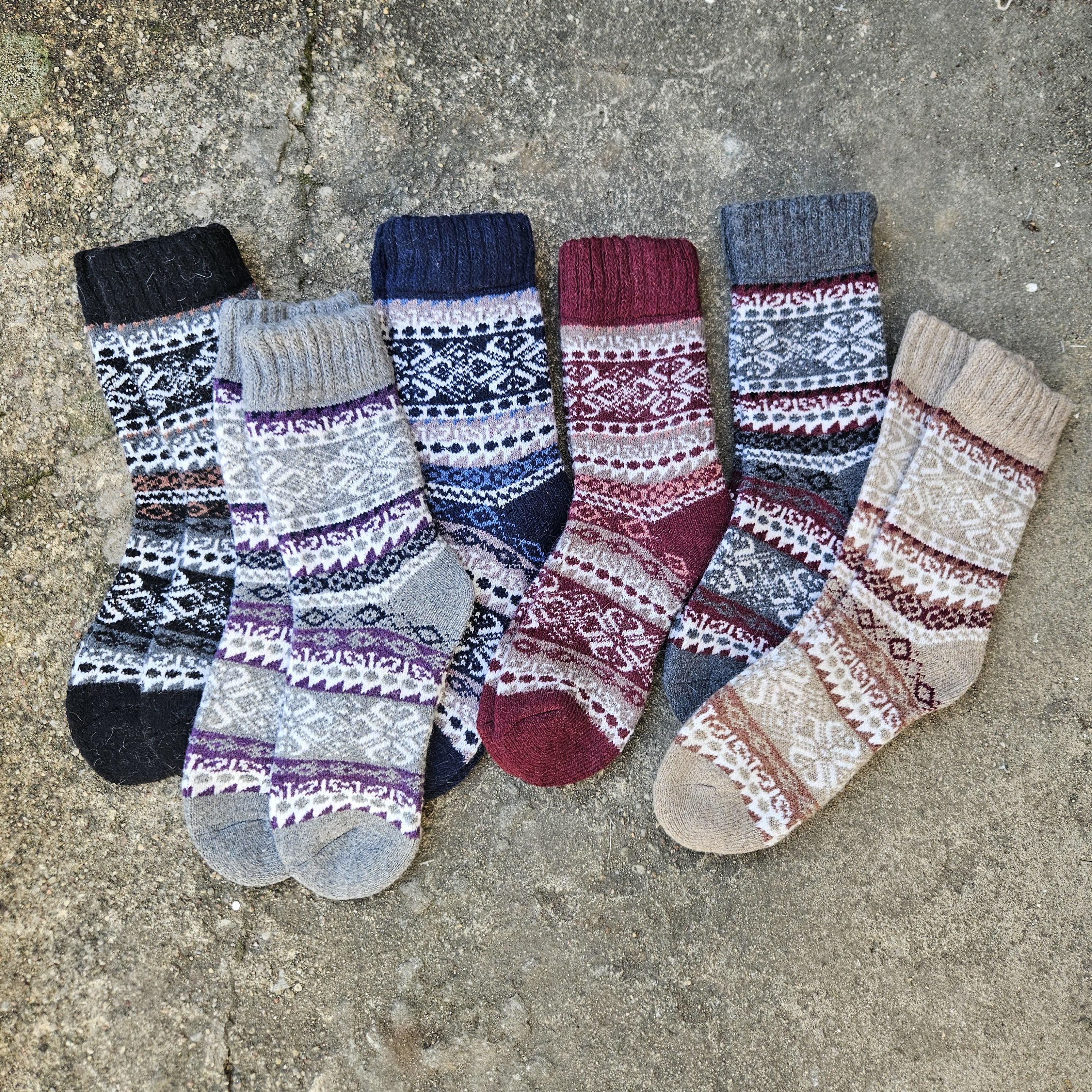 ALPACA WOOL Socks Nordic Dalarna gray navy black  - Size EUR 39-46  ankle socks for men women Unisex Survival Alpaca Survival socks Large