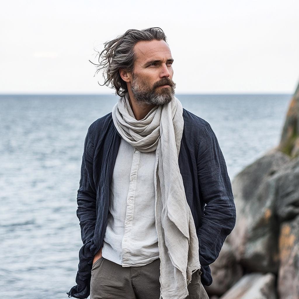 Linen Scarf - Unisex Natural Linen Gauze Scarf | Soft Breathable Flax Fiber Wrap