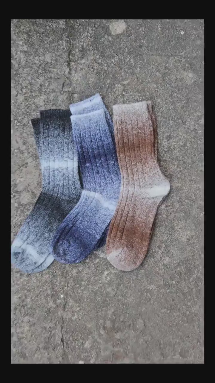 WOOL Socks gray brown Ombre - Size EUR 35-43  ankle socks for men women Unisex